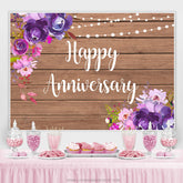 Lila Blumen Khaki Hölzern Glücklich Geburtstag Hintergrund